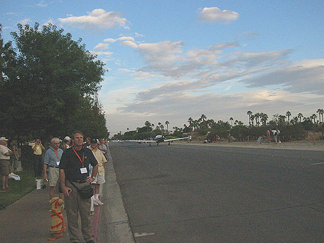 Planes taxiing down Palm Springs street